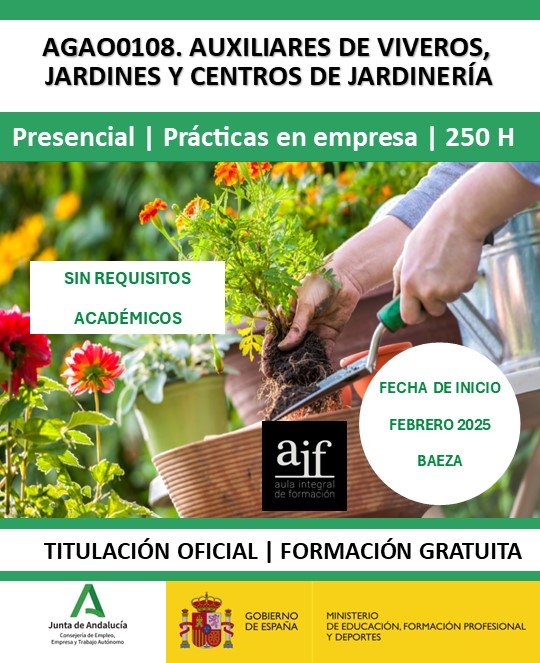 Actividades auxiliares en viveros, jardines y centros de jardinería