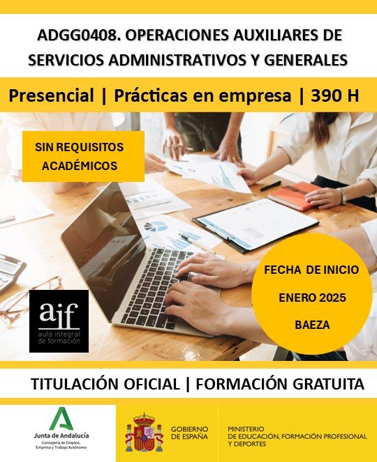 Operaciones auxiliares de servicios administrativos y generales